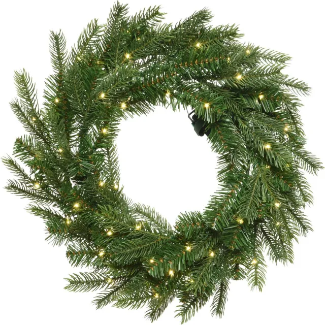 Everlands Krans Grandis - Kerstversiering - Ø50 cm Groen 50 Led onbekend