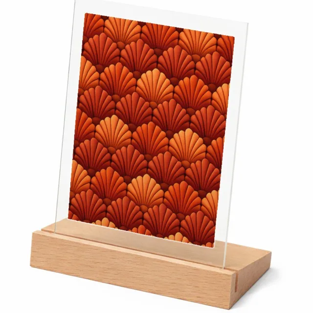 Mr Cadeautjes Glasframe met vaste tekst - design Herhaalpatroon van gestileerde stervormige schelpen in zacht | cadeau Wit