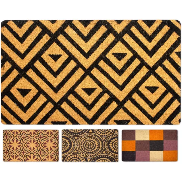 Ibenzoa Robuuste Kokosvloermat met Antislip PVC voor Diverse Oppervlakken – 40 x 70 cm Ruiten