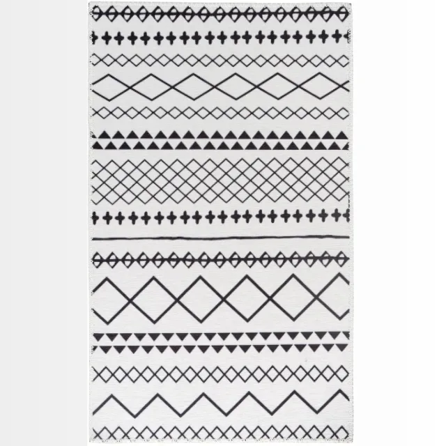 Dutch XXL Design Vloerkleed | Tapijt | Maya | Etnisch | Wit/Zwart | 200x290 cm Wit / Zwart