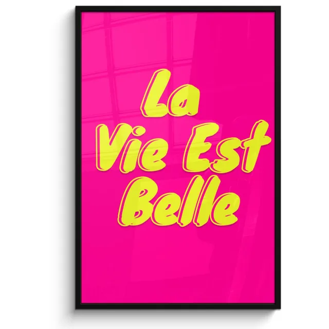 FrameYourWall Poster in lijst - Fotolijst 80x120 cm - Posters - Quote - Retro - Roze - Posterlijst zwart - Decoratie - Wanddecoratie woonkamer - Muurdecoratie slaapkamer