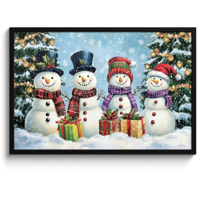 FrameYourWall Poster in lijst - Fotolijst 90x60 cm - Posters - Vrolijk - Sneeuw - Kleurrijk - Posterlijst zwart - Decoratie - Wanddecoratie woonkamer - Muurdecoratie slaapkamer