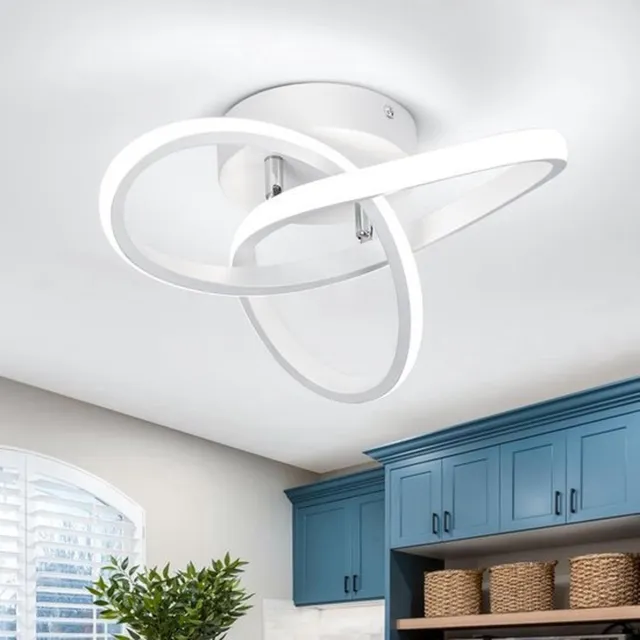 Mrilary Moderne LED Plafondlamp - 22W 2500LM 6000K Diameter 25 Cm Gebogen Design - Half Inbouw Plafondverlichting voor Slaapkamer & Badkamer - Energiezuinige Keukenlamp wit wit licht
