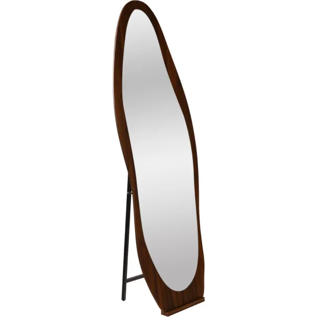 SensaHome Asymmetrische Staande Spiegel – Houten Frame – 160x55 cm – Bruin