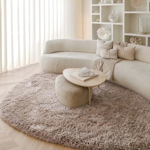 Nordic Weavers Organisch vloerkleed shaggy - Sveve Pebble zandkleur 150x210