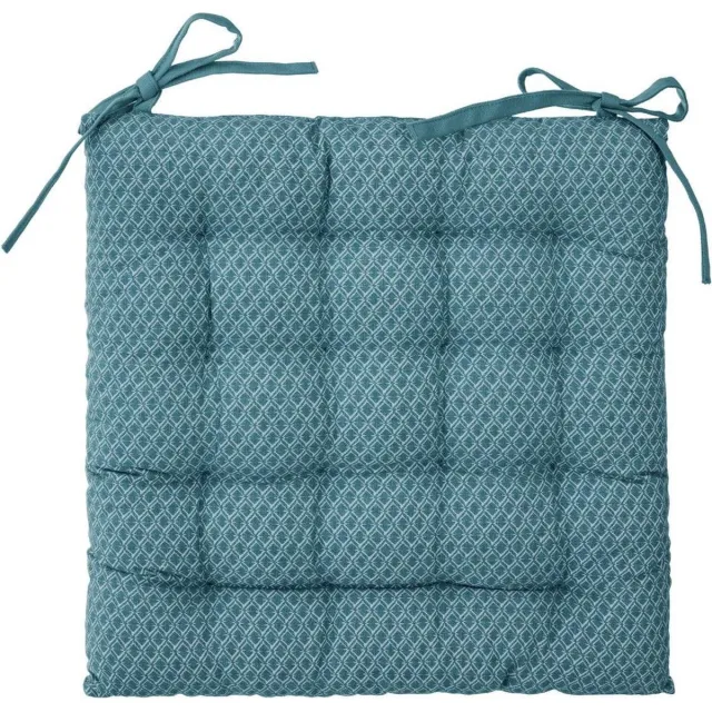 Atmosphera Stoelkussen Otto blauw - 38 x 38 cm - Met 2 lintjes - 100% katoen