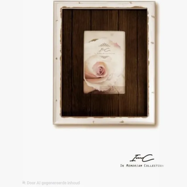 memoriam Collectie Fotolijst schulp / bruin witte lijst oud gemaakt met bruine houten passpartou donkerbruin met wit