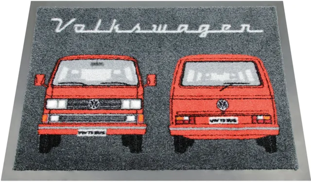 Brisa VW Collection - Volkswagen voetmat, deurmat, schoonloopmat, voetvuil schraper VW T3 Bulli Bus design voor & achter Rood