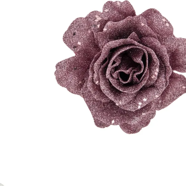 Konges Sløjd Cosy & Trendy Kerst - Roos clip - Set van 2 - Glitter - Roze - D10cm - Kerstboomdecoratie - Clips