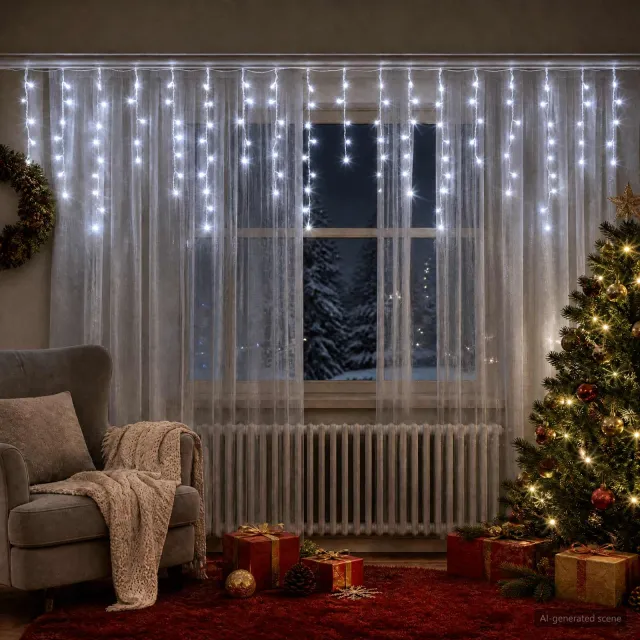 vidaXL Gordijnverlichting 210 LED's Koel wit 500 x 72 cm Koudwit