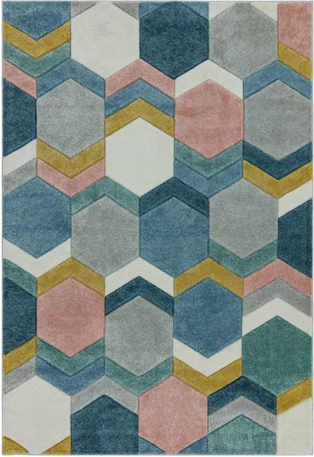Eazy Living Easy Living - Sketch-Hexagon-Multi Vloerkleed - 200x290 - Rechthoek - Laagpolig Tapijt - Modern - Meerkleurig