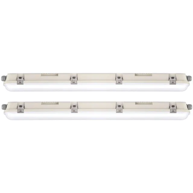 V-TAC LED diffusor licht garage licht high bay licht vochtbestendig licht plafondlamp, wit kunststof, jet-proof, 36W 4320lm 4000K neutraal wit, L 120 cm, set van 2
