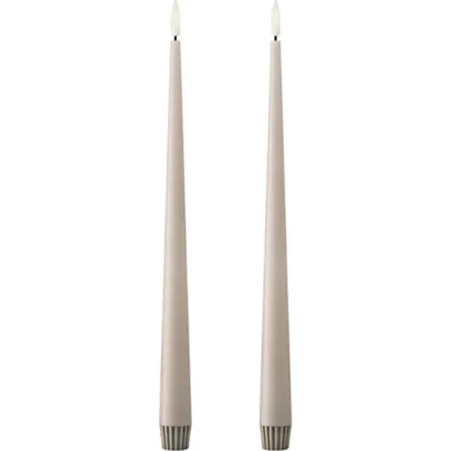 Ester & Erik Led Taper kaars 30cm linen grey set van 2 Grijs