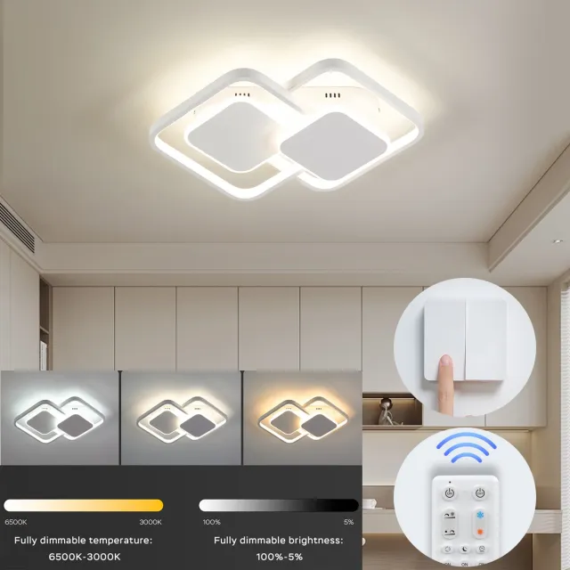 ANTENLICHT LED Plafondlamp - Plafonniere - Wit - 3000K-6500K - 3.300LM - 32W - Dimbaar Met Afstandsbediening - Voor Eettafel - Kantoor - Hal - Woonkamer - Slaapkamer