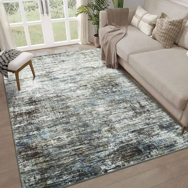Triumpunpre Vloerkleed Abstract Blauwgrijs 120x170 cm Fluweel Pearl Velvet TPR Opvouwbaar