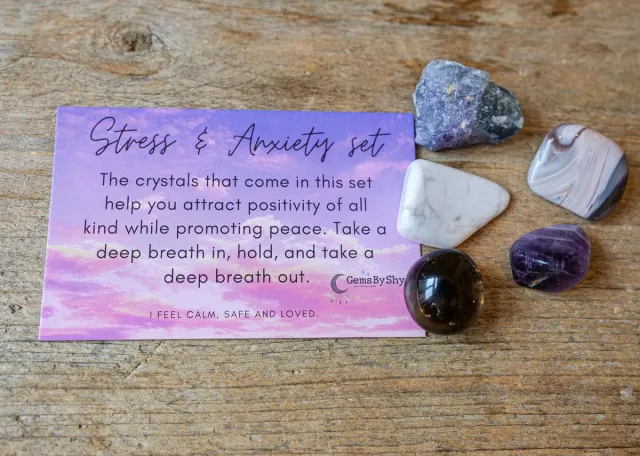 GemsByShy Edelsteen set, Anxiety & Stress, Paniek, Rust, Overspannen, Burnout Licht paars