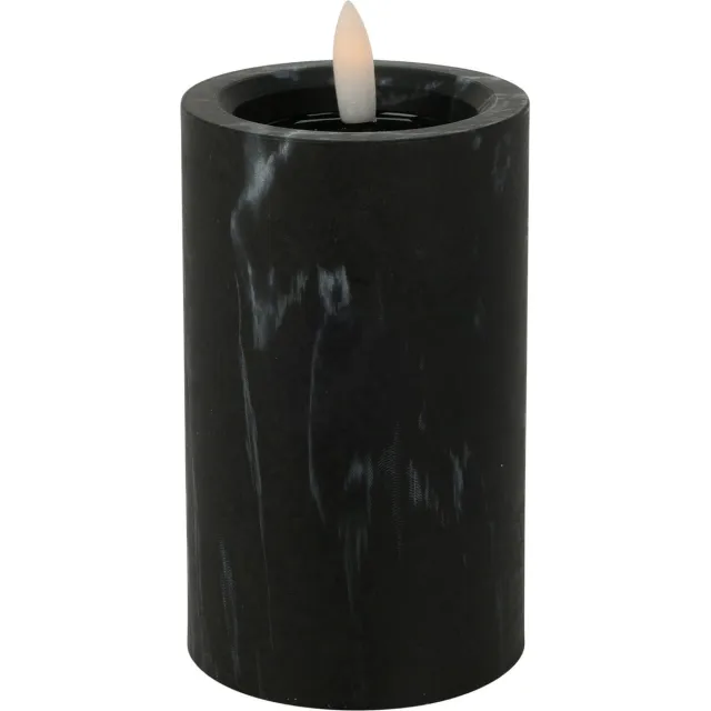 Home & Styling LED kaars -zwart marmer - D7,5 x H12,5 cm -met timer