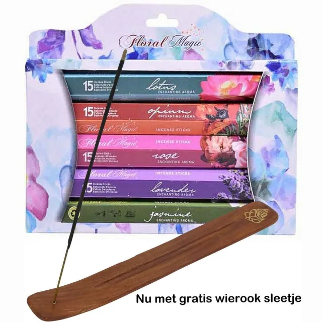 Arowell Wierook geurenset Bloem - 25 cm - incl. wierookplankje multi