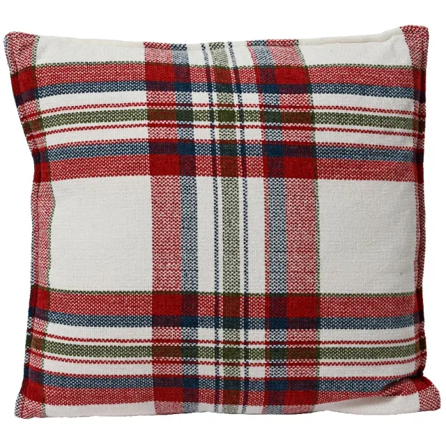 Kaemingk BV Kaemingk kussen rood creme geruit 45 x 45 cm