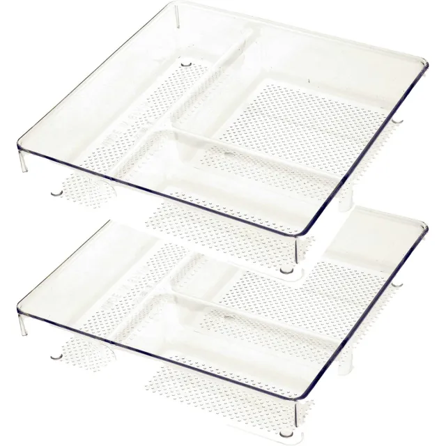 PLASTICFORTE Lade organizer Skuff - 2x - transparant - kunststof - 23 x 23 x 5 cm - modulair - ladeverdeler