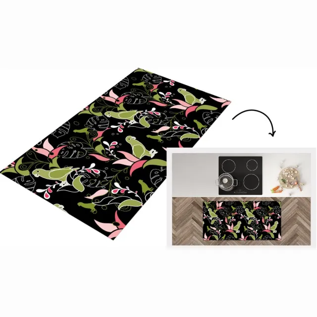 KitchenYeah Keukenloper - Loper keuken - Jungle - Vogel - Patronen - Keukenloper vinyl Multicolor