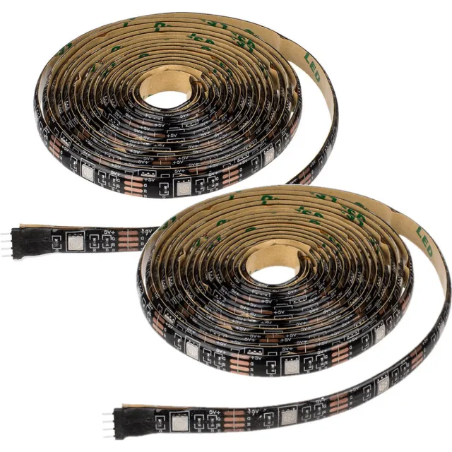 Out of the Blue 2x led strip verlichting - gekleurd - 3 m - usb - zelfklevend - met afstandsbediening - lichtstrip - led-strip - lichtsnoer Multi