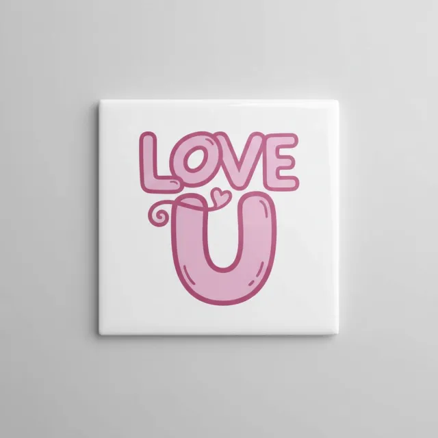 Nevolis Romantische 15×15 cm Keramische Tegel – “Love U” Schattige Roze Letters Hart Ontwerp Valentijn Cadeau Decoratie Multi Color