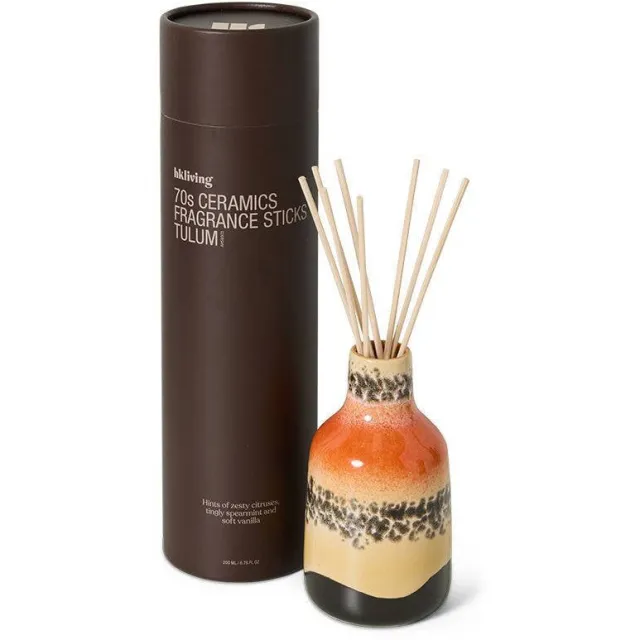 HKliving geurstokjes 70's ceramics - Tulum - 200 ml geel/oranje/bruin