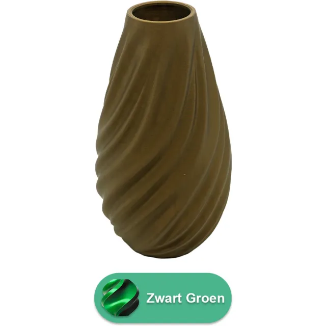 Lovora Lunaris moderne vaas – Decoratieve vaas - Zwart / Groen - 3d geprinte vaas – geschikt voor droogbloemen - 34CM