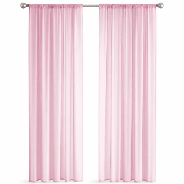 VHV Gordijnen - roze transparante gordijnenset - lichtdoorlatend en ademend - voor woonkamer, slaapkamer en badkamer