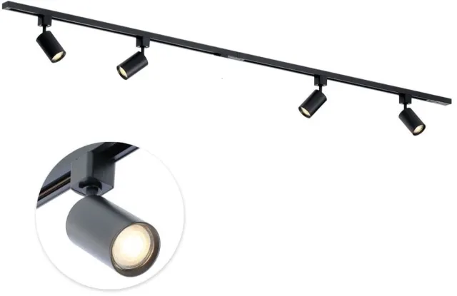 Qub Focus Railverlichting - Zwart - 200 cm - I-Vorm - 4x GU10 Spots - Dimbaar - Complete Set 200 cm - Zwart - 4x spots