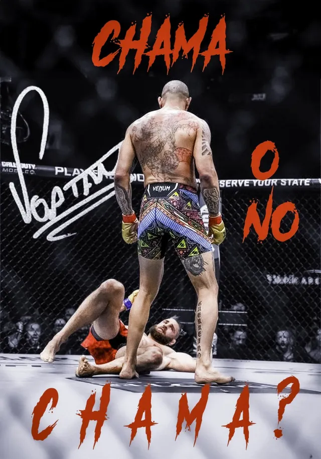 Alex Pereira Chama O No Chama Poster Ingelijst– A3 (30x42cm) – Vechtkunst Poster – Inclusief Zwart Frame – Wall Art - MMA