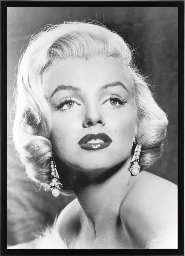 Esque Poster In Zwarte Lijst - Marilyn Monroe - Zwart/Wit - Large 70x50 cm - Vintage - Movie
