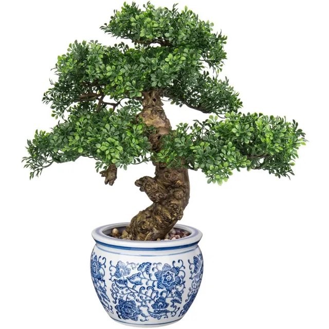 Unyqoos Levensechte kunstbonsai met keramische pot voor stijlvolle interieurdecoratie Groen