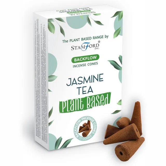 Stamford Backflow Wierook kegels - Jasmine Tea - 12 Stuks - Plantaardig - Vegan - Plant Based - Incense Cones - Waterval Wierook Jasmijn Thee