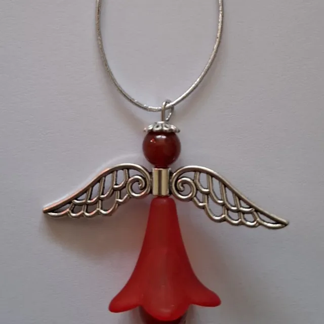 mineraalsteen Kerstengel Boomversiering "Carneool" rood