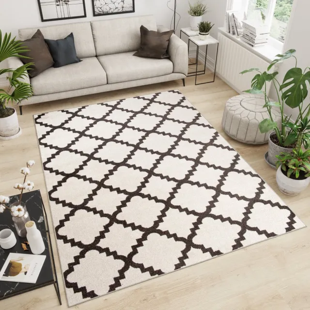 Tapiso Maroko Vloerkleed Woonkamer Trellis Tapijten Maat- 180x260 Beige Bruin