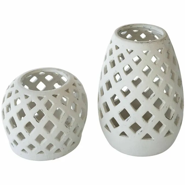 Loberon Lantaarn set van 2 Serignac wit