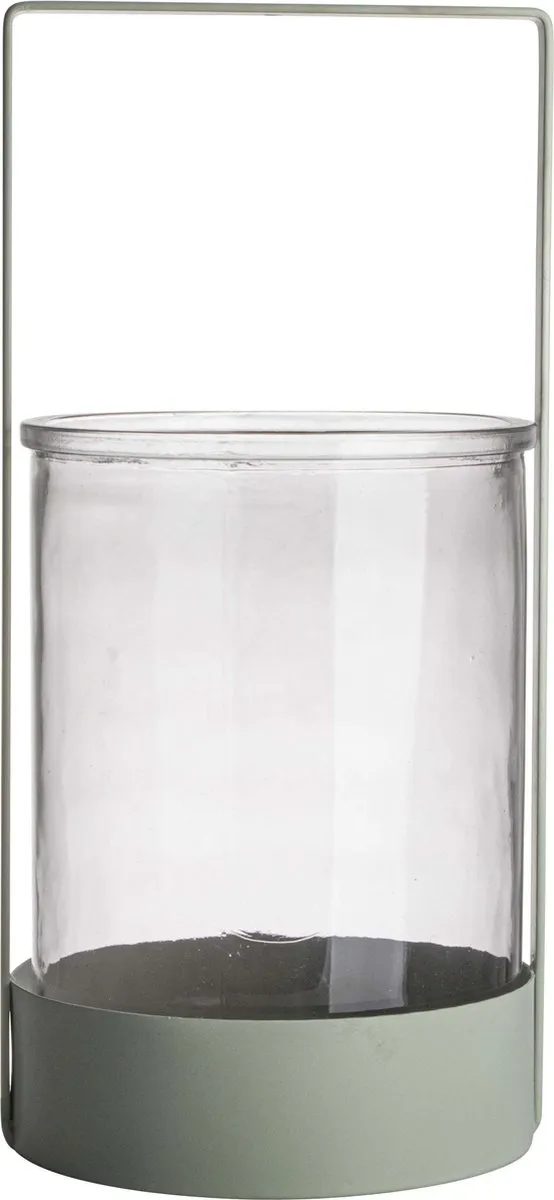 Gusta Lantaarn - met Glas en Handvat - Groen - ø15,7x33cm