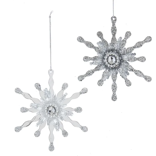 Kurt S. Adler White & Silver metaal h11 cm Ornament kerstbal Kurt S. Adler wit
