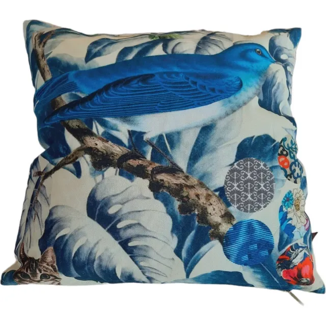 Furnilux Sierkussens - 45x45 cm - Set van 2 - Vogelmotief - Blauw