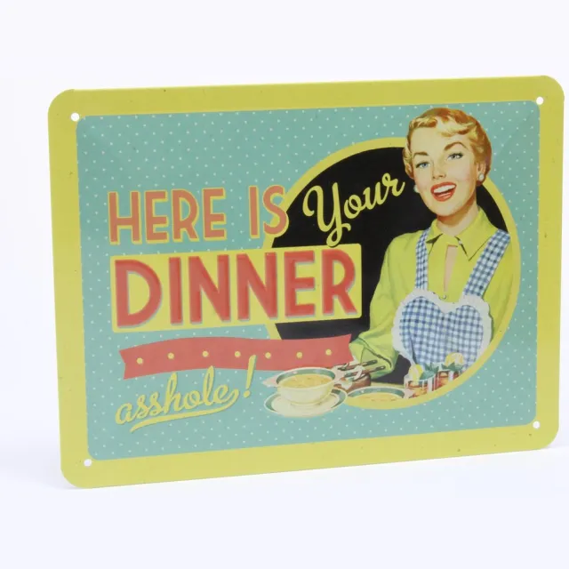 Nostalgic Art Merchandising Here Is Your Dinner - Metalen Wandbord - In reliëf - 15cm x 20cm Multicolour