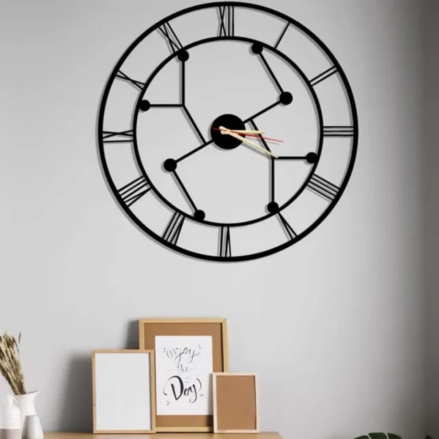BOG Metalen-Stille-Vintage-Industriële-Wandklok-Samana-Zonder-Tik-Geluiden-Woonkamer-Kantoor-Slaapkamer-Keuken-Eetkamer-35x35cm ZWART