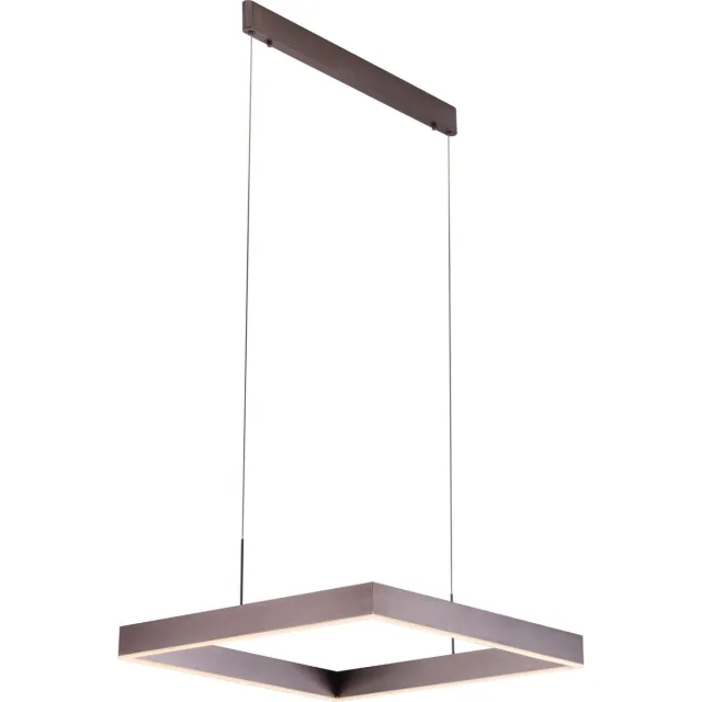 Fantasia Pure hanglamp vierkant, aluminium, LED 31W 3000K 2170 lumen, 615mm, dimbaar, donker koper bruin