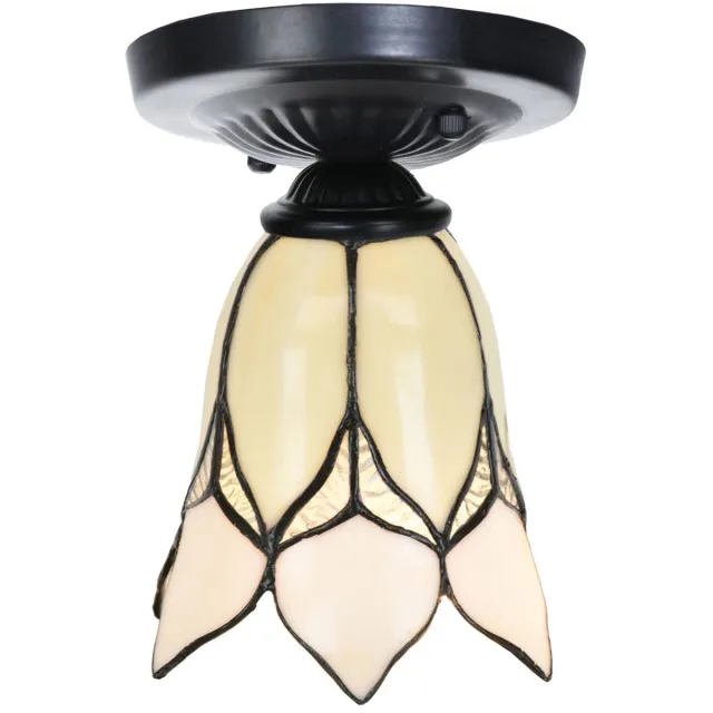 Coloured by Art Tiffany plafonnière zwart met Lovely Flower White - Art Deco Trade Wit