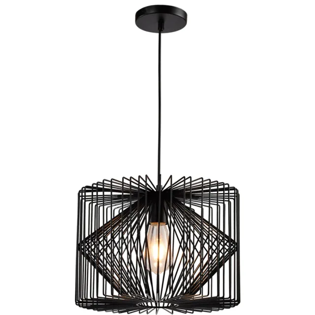 QUVIO Hanglamp modern - Cilindervorm draadstaal - Diameter 35 cm Zwart