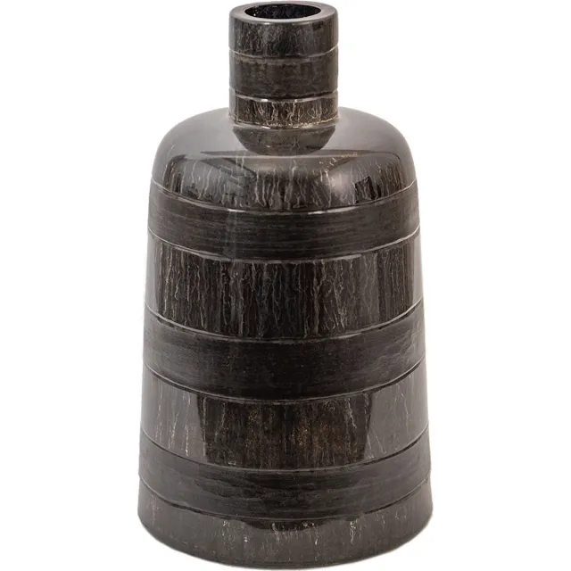Clayre & Eef Vaas Ø 15x25 cm Zwart Glas