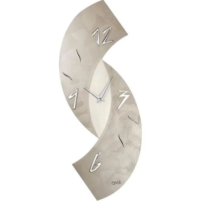 Lowell wandklok 11477 hout - italiaans design met opliggende cijfers Crème