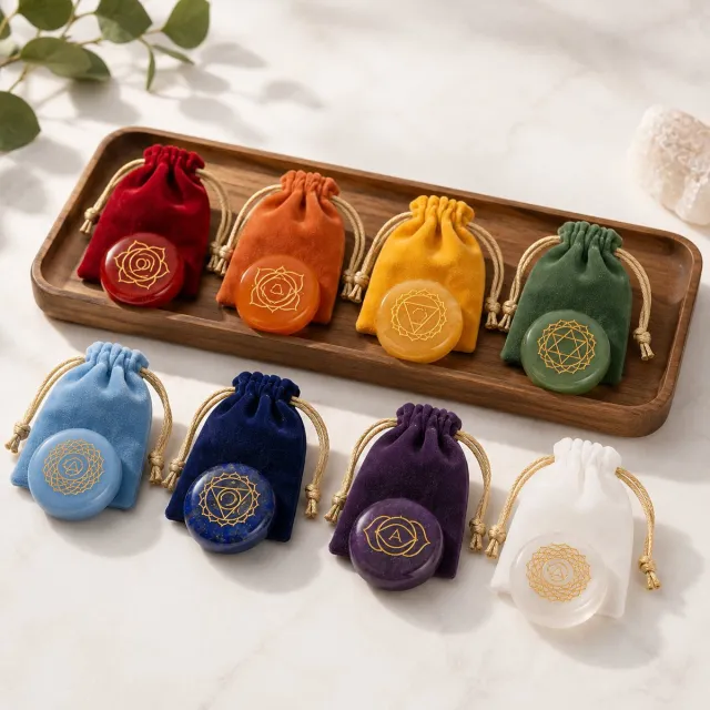 Vardaan Chakra stenen - Edelstenen - Chakra balansset - Meditatiestenen - Ronde stenen - Natuurstenen - Set van 7 Multikleur