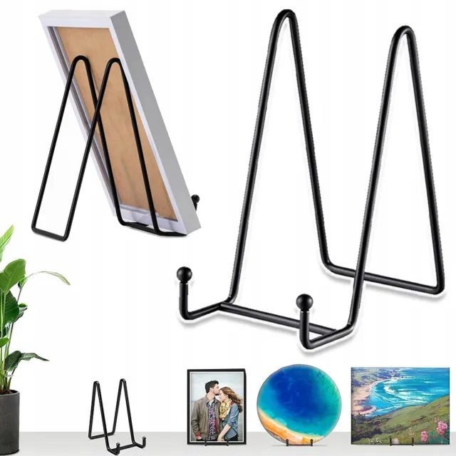 JIMUYU Set Van 4 Metalen Bordenstandaards – Driehoekig Frame En Krasbestendige Poedercoating – Voor Sierborden, Fotolijsten En Expositie – Zwart